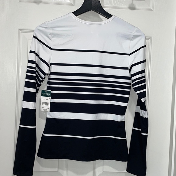 Lauren Ralph Lauren Gradient Stripe Long Sleeve Rashguard 2 Piece Swimsuit - Picture 15 of 16